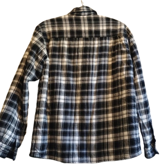 Boston Trader Men’s‎ Sherpa Lined Plaid Flannel Shirt Jacket Medium Black White - Picture 3 of 15